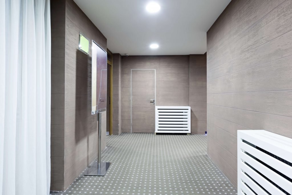 Image of office hallway that could use affordable commercial carpet cleaning Lindon services